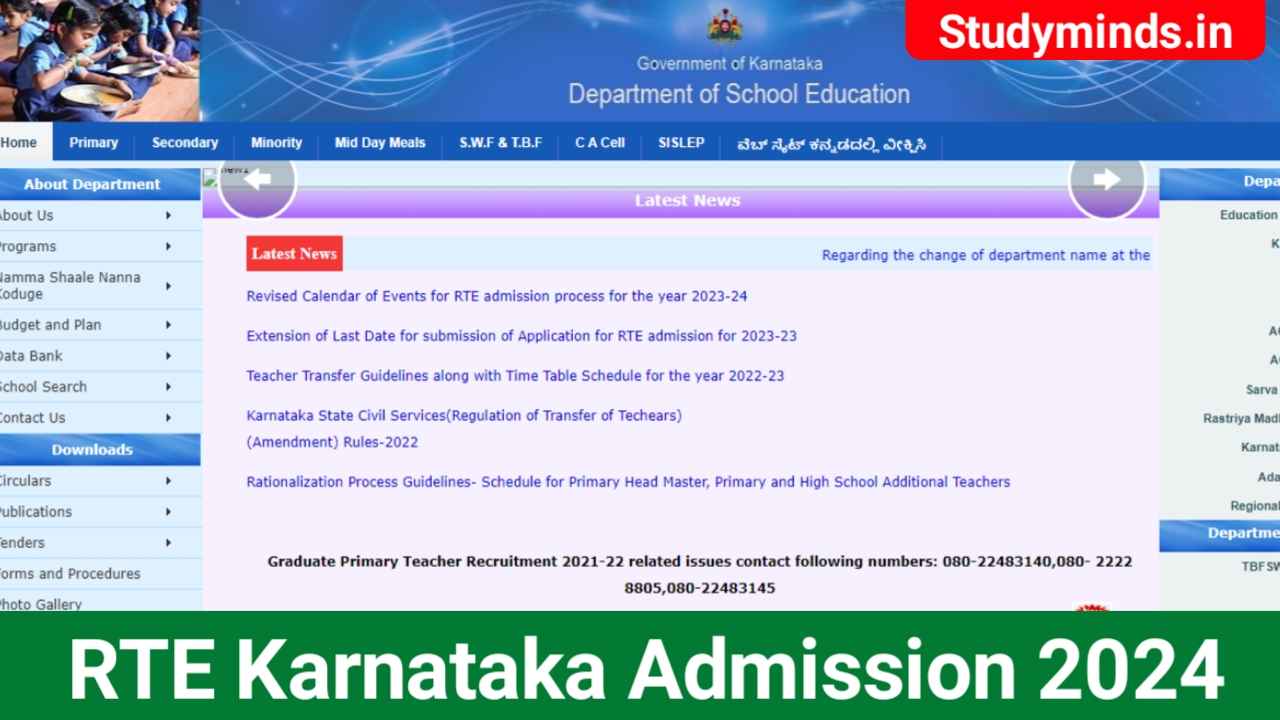 RTE Karnataka Admission 202425 New Application Form, Last Date, Age